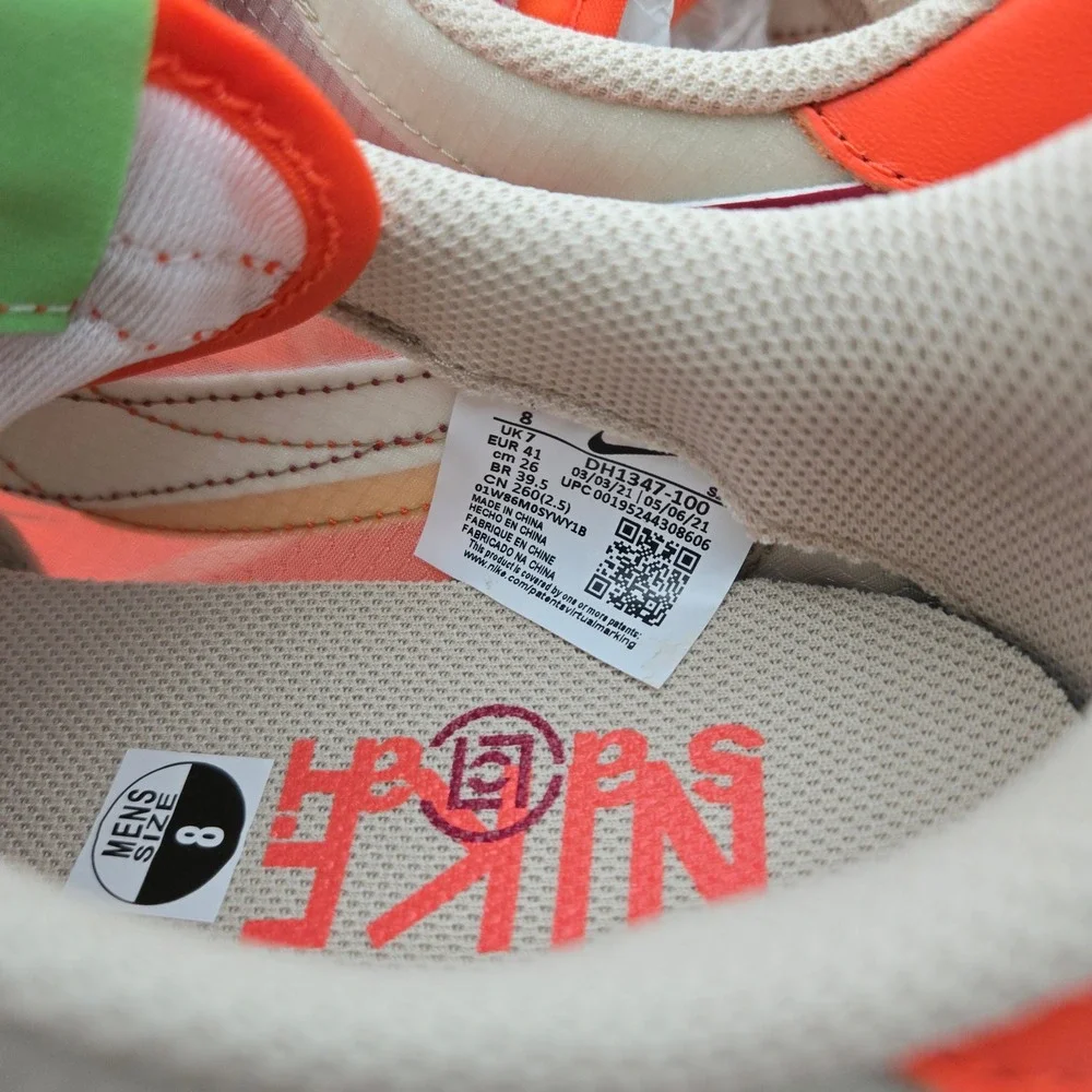 Nike Mens Orange LDWaffle x Sacai x CLOT Lifestyle Sneakers 8